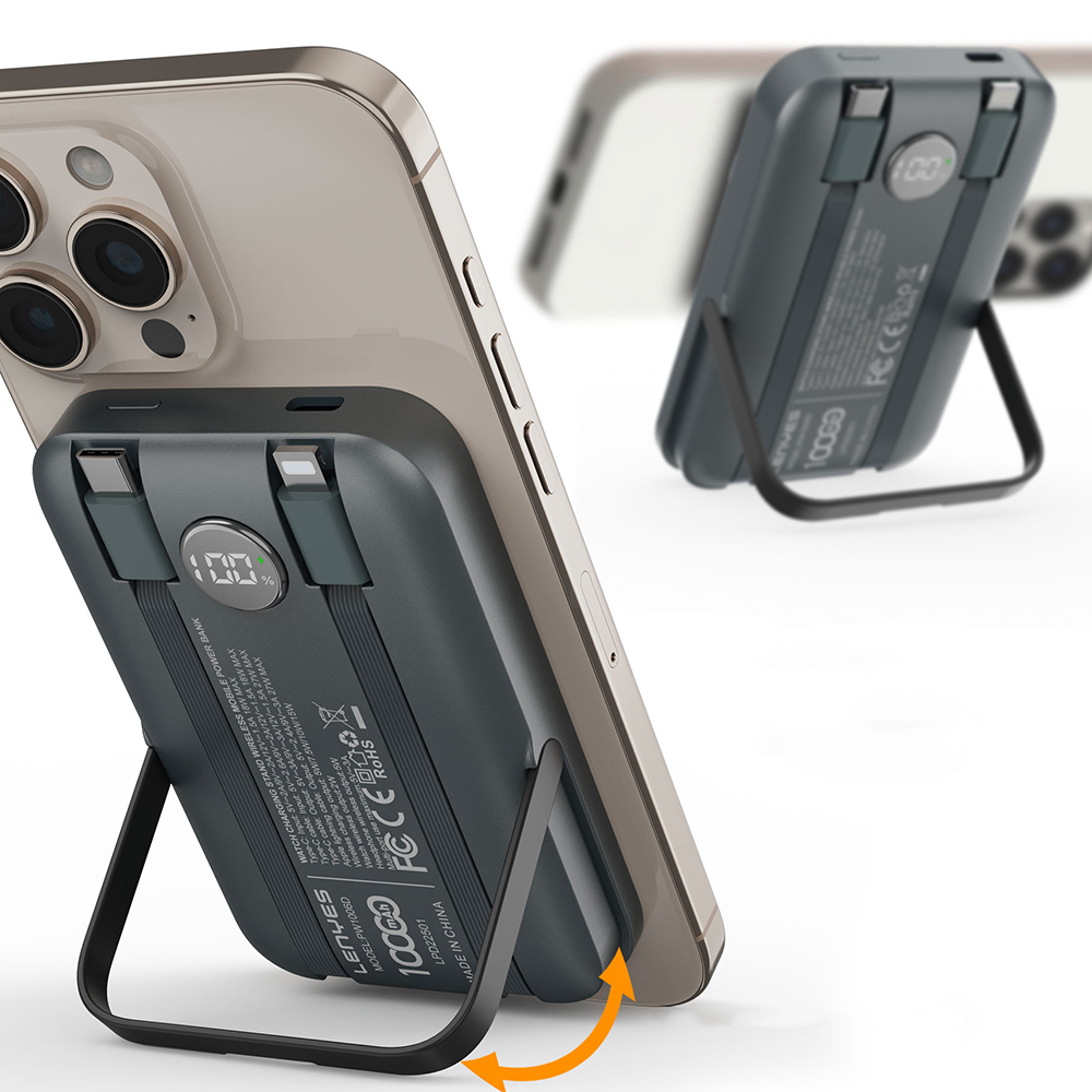 Lenyes PW1006D Dijital LED Ekranlı Standlı Wireless Powerbank 15W 10000mAh - 8
