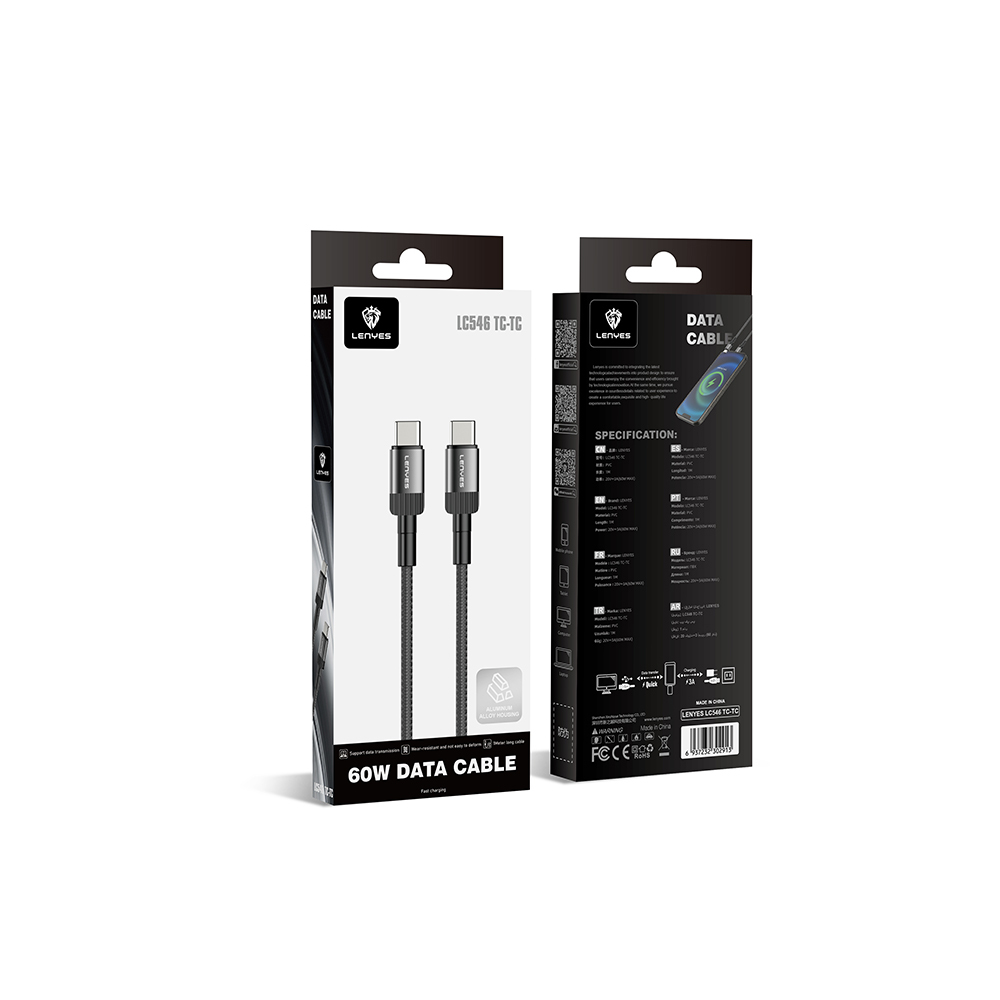 Lenyes LC546 Type-C to Type-C Örgü Tasarımlı Hızlı Şarj Özellikli Data ve Şarj Kablosu 60W 1M - 4