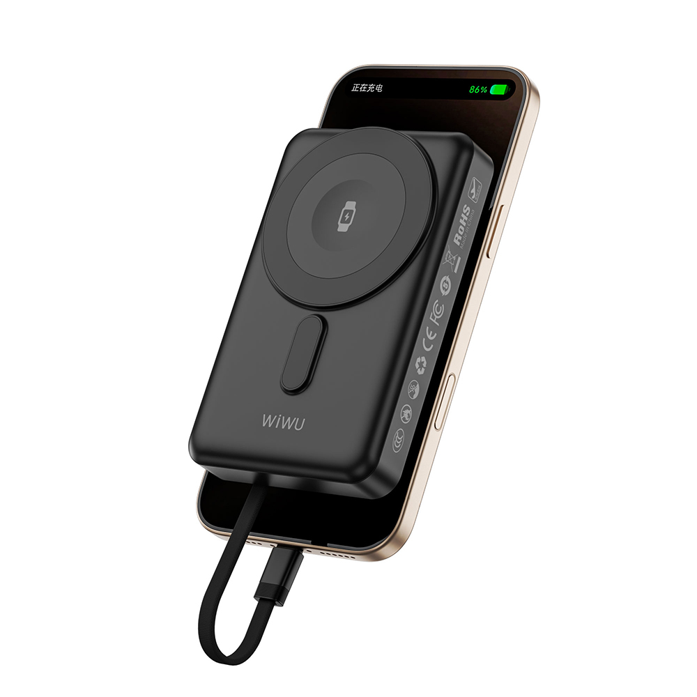 Wiwu Wi-P056 Taşınabilir Wireless Şarj ve PD Hızlı Şarj Özellikli Powerbank 15W 10000mAh - 11