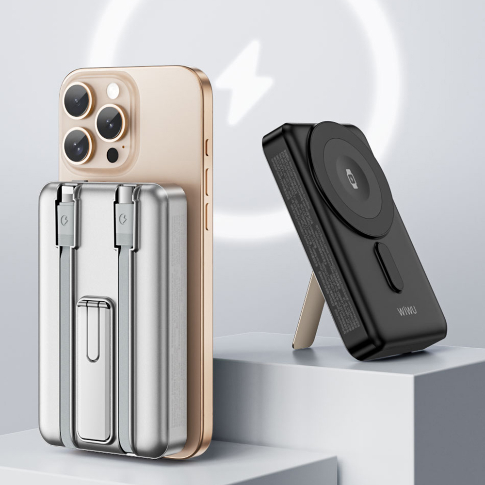 Wiwu Wi-P056 Taşınabilir Wireless Şarj ve PD Hızlı Şarj Özellikli Powerbank 15W 10000mAh - 14