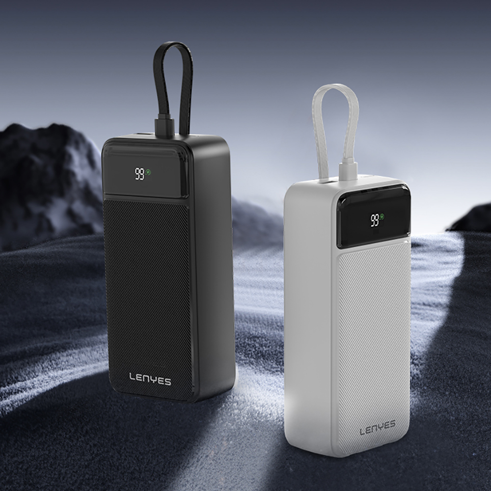 Lenyes PX355D Dijital LED Ekranlı Type-C ve Lightning Kablolu Powerbank 22.5W 30.000mAh - 6