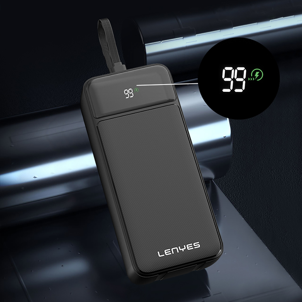 Lenyes PX355D Dijital LED Ekranlı Type-C ve Lightning Kablolu Powerbank 22.5W 30.000mAh - 9