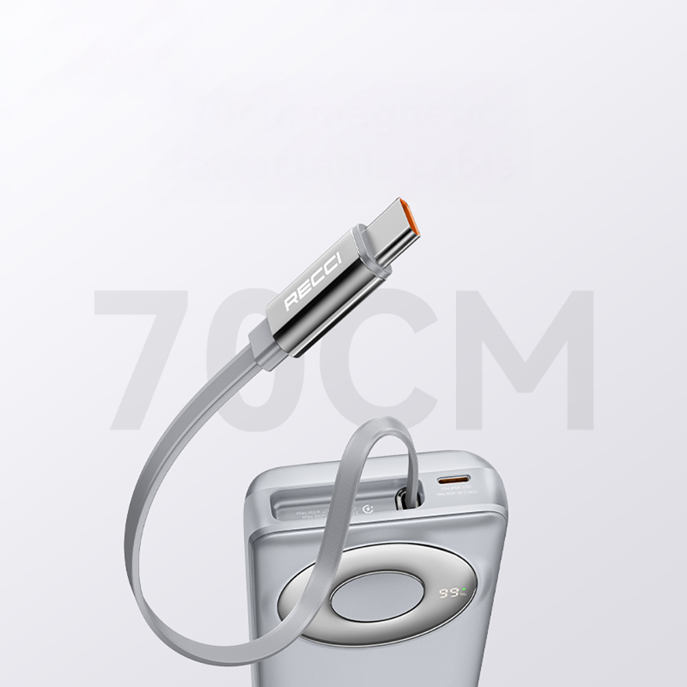 Recci RPB-P72 Hızlı Şarj Özellikli Type-C Kablolu Powerbank 65W 20.000mAh - 4