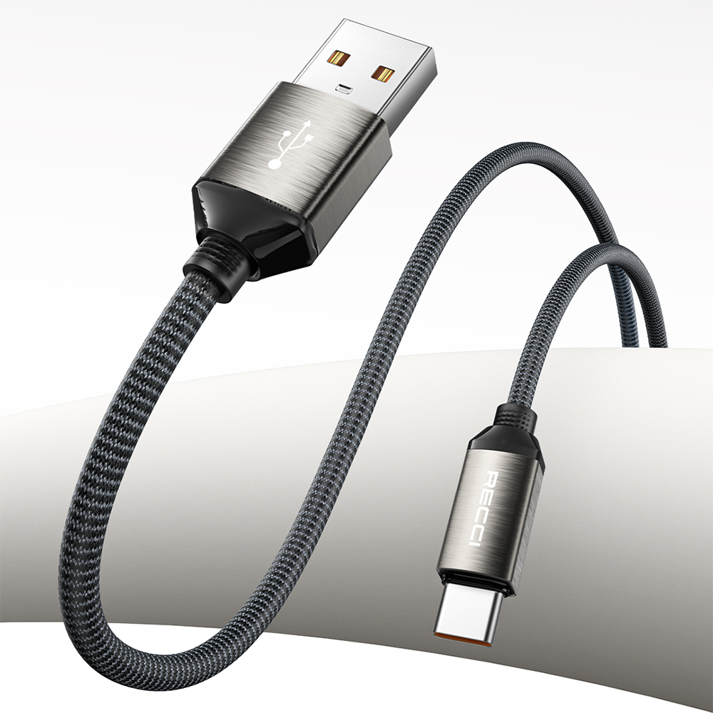 Recci RS35C USB-A to Type-C Örgü Tasarımlı Hızlı Şarj Özellikli Data ve Şarj Kablosu 1M - 1