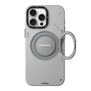 Apple iPhone 16 Pro Max Uyumlu Kılıf Magsafe Şarj Özellikli 360° Standlı Basit Mat Deri Desenli Youngkit Tech Leather Serisi Kapak - 1