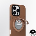 Apple iPhone 16 Pro Max Uyumlu Kılıf Magsafe Şarj Özellikli 360° Standlı Basit Mat Deri Desenli Youngkit Tech Leather Serisi Kapak - 8