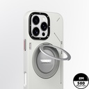 Apple iPhone 16 Pro Max Uyumlu Kılıf Magsafe Şarj Özellikli 360° Standlı Basit Mat Deri Desenli Youngkit Tech Leather Serisi Kapak - 9