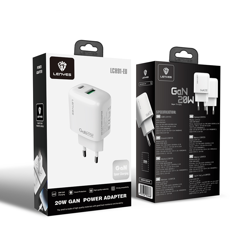 Lenyes LCH91 Type-C ve USB GaN Teknolojili PD Hızlı Şarj Özellikli Şarj Başlığı 20W - 7