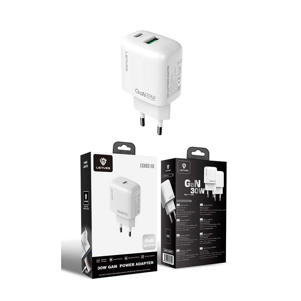 Lenyes LCH92 Type-C GaN Teknolojili PD Hızlı Şarj Özellikli Şarj Başlığı 30W - 6