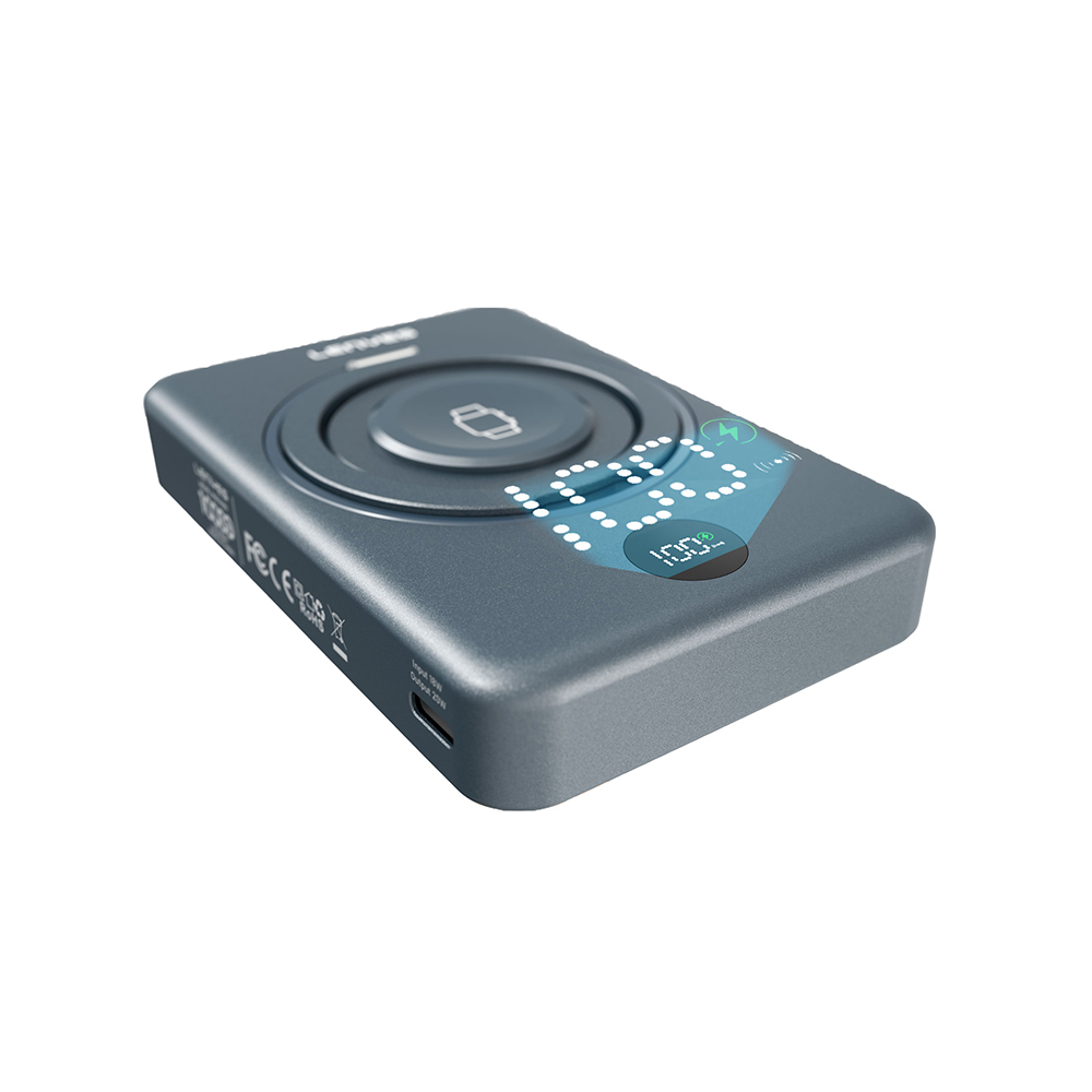 Lenyes PW1010D PD 20W Dijital LED Göstergeli Akıllı Saat Kablosuz Şarj Özellikli Standlı Wireless Powerbank 15W 10000mAh - 2