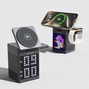 Lenyes PW320 Qi2 Şarj Teknolojili Alarmlı Bluetooth Speaker Özellikli Telefon&Akıllı Saat&Kulaklık 15W 6in1 Kablosuz Şarj Standı - 3