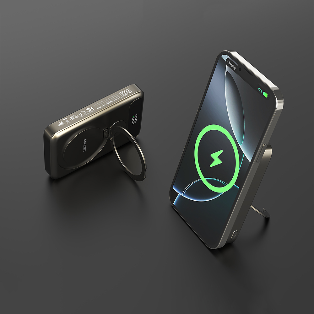 Lenyes PW1012D PD 20W Dijital LED Göstergeli 360 Derece Dönebilen Standlı Kablosuz Şarj Özellikli Wireless Powerbank 15W 10000mAh - 4