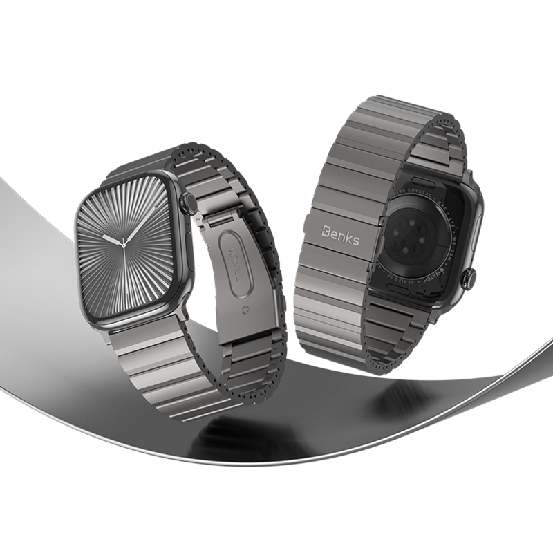 Apple Watch 44mm Uyumlu Benks Aero Titan Serisi Titanyum Metal Kordon - 6