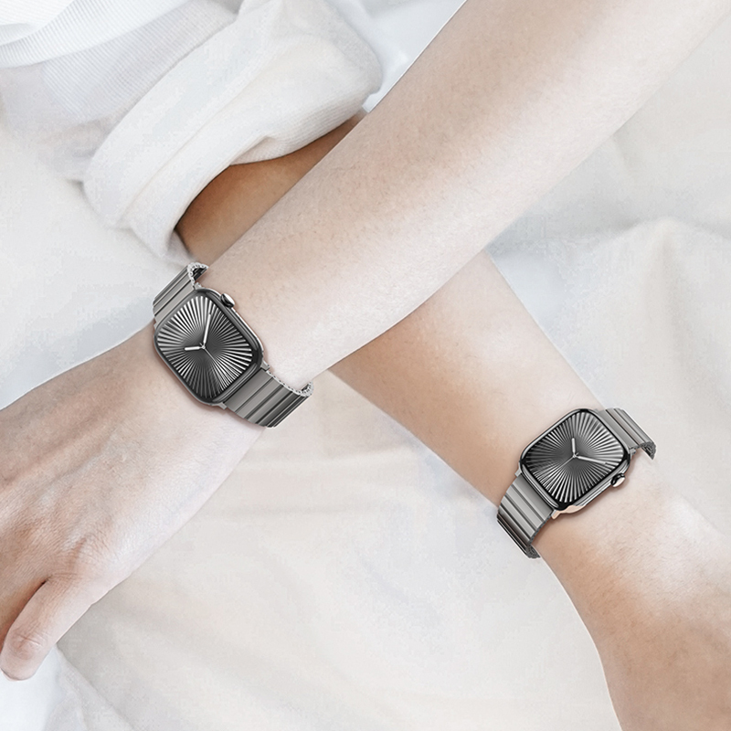 Apple Watch 44mm Uyumlu Benks Aero Titan Serisi Titanyum Metal Kordon - 9