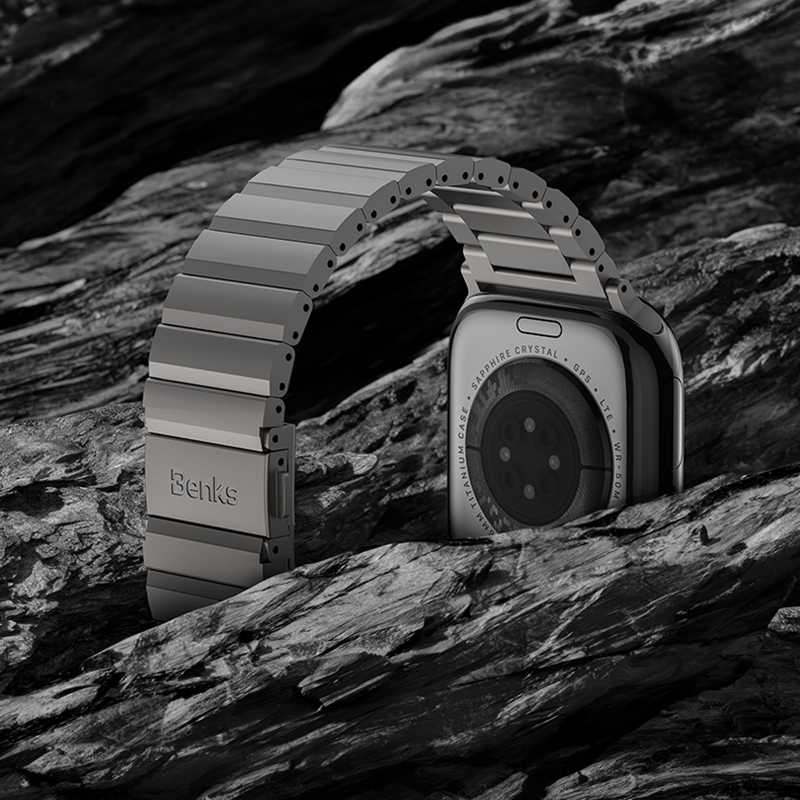 Apple Watch 7 45mm Uyumlu Benks Aero Titan Serisi Titanyum Metal Kordon - 10