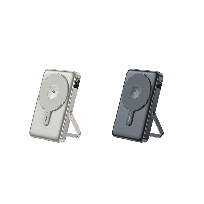 Recci RPB-W27 Galaxy Serisi Dijital LED Göstergeli Kablosuz Şarj Özellikli Type-C ve Lightning Kablolu Powerbank 20W 10.000mAh - 6