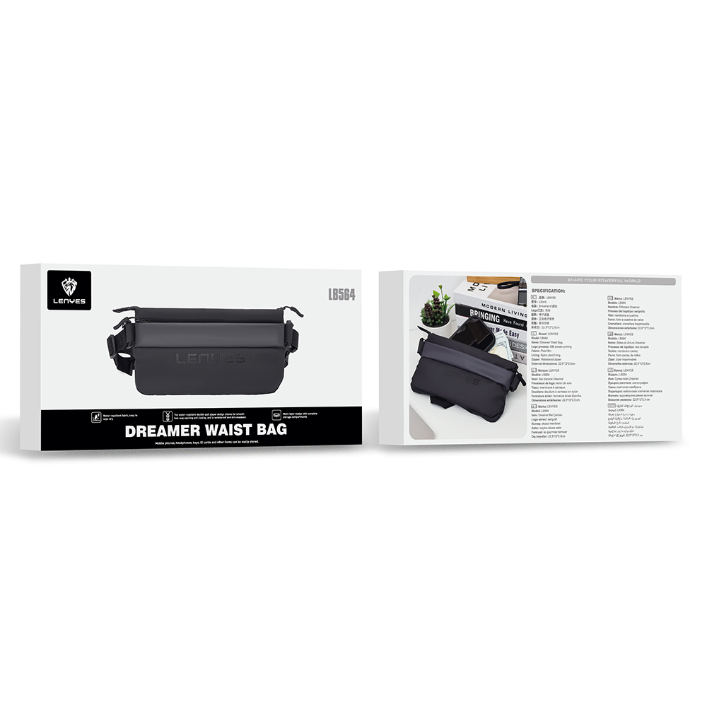 Lenyes LB564 Dreamer Waist Serisi Su Geçirmez Deri Tasarımlı Bel Çantası - 6