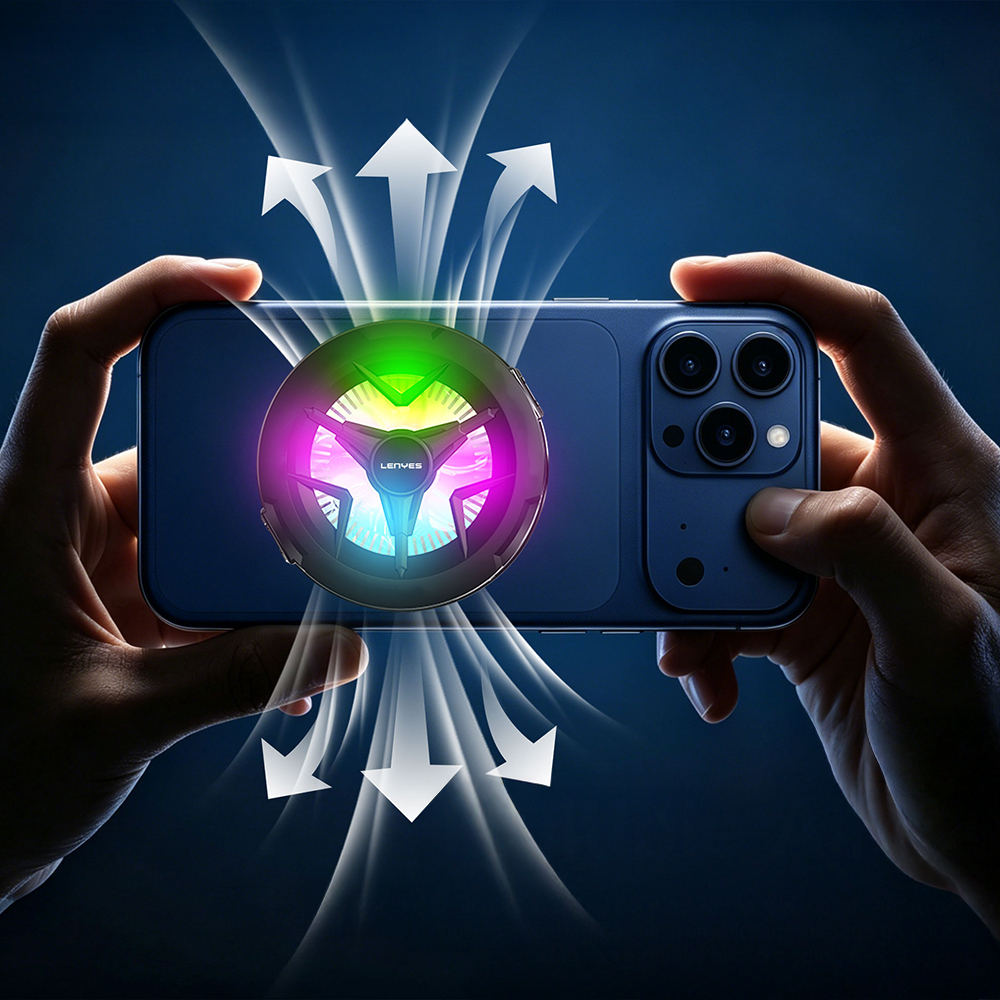 Lenyes LPC203 RGB Işıklı Alüminyum Telefon Soğutucu Fan - 4