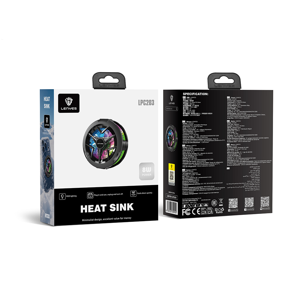 Lenyes LPC203 RGB Işıklı Alüminyum Telefon Soğutucu Fan - 6