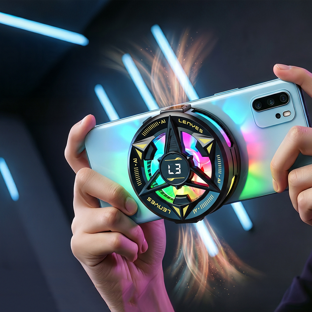 Lenyes LPC204 Yapay Zeka Destekli RGB Işıklı Alüminyum Telefon Soğutucu Fan - 4