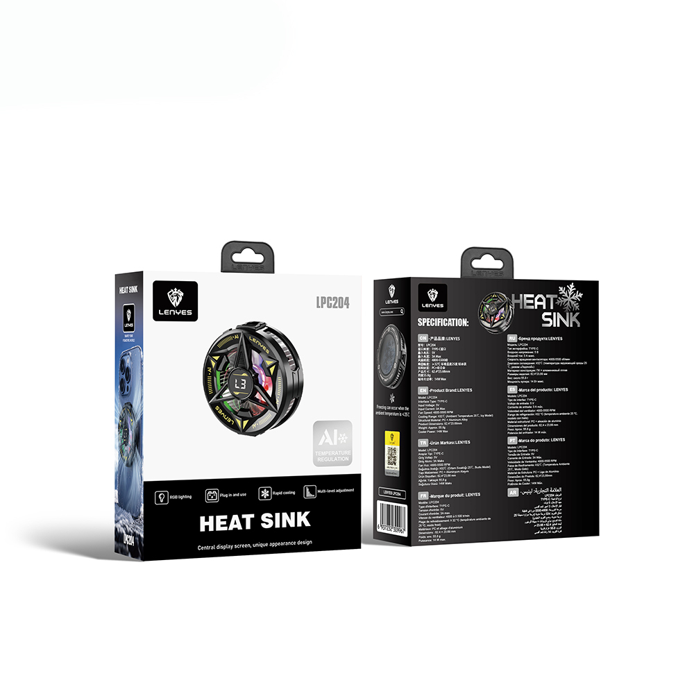 Lenyes LPC204 Yapay Zeka Destekli RGB Işıklı Alüminyum Telefon Soğutucu Fan - 5