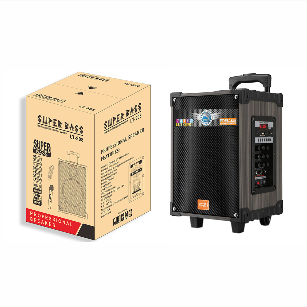 Zore LT-908 Dijital LED Göstergeli FM Radyolu Mikrofonlu TWS 8 inç Stereo Bass Kablosuz Karaoke Hoparlör - 8