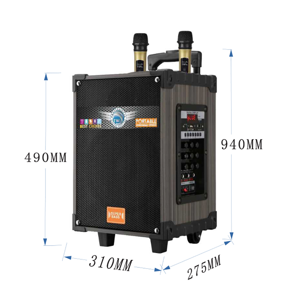 Zore LT-910 Dijital LED Göstergeli FM Radyolu Mikrofonlu Gitar Girişli TWS 10 inç Stereo Bass Kablosuz Karaoke Hoparlör - 9