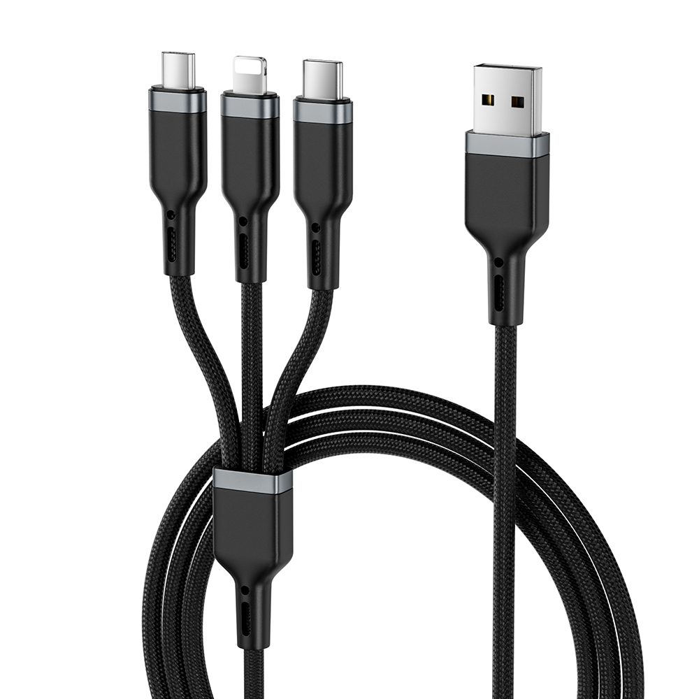 Wiwu Wi-C014 Platinum Serisi 3in1 USB-A to Lightning – Type-C – Micro Şarj ve Data Kablosu 3.1A 1.2m - 1