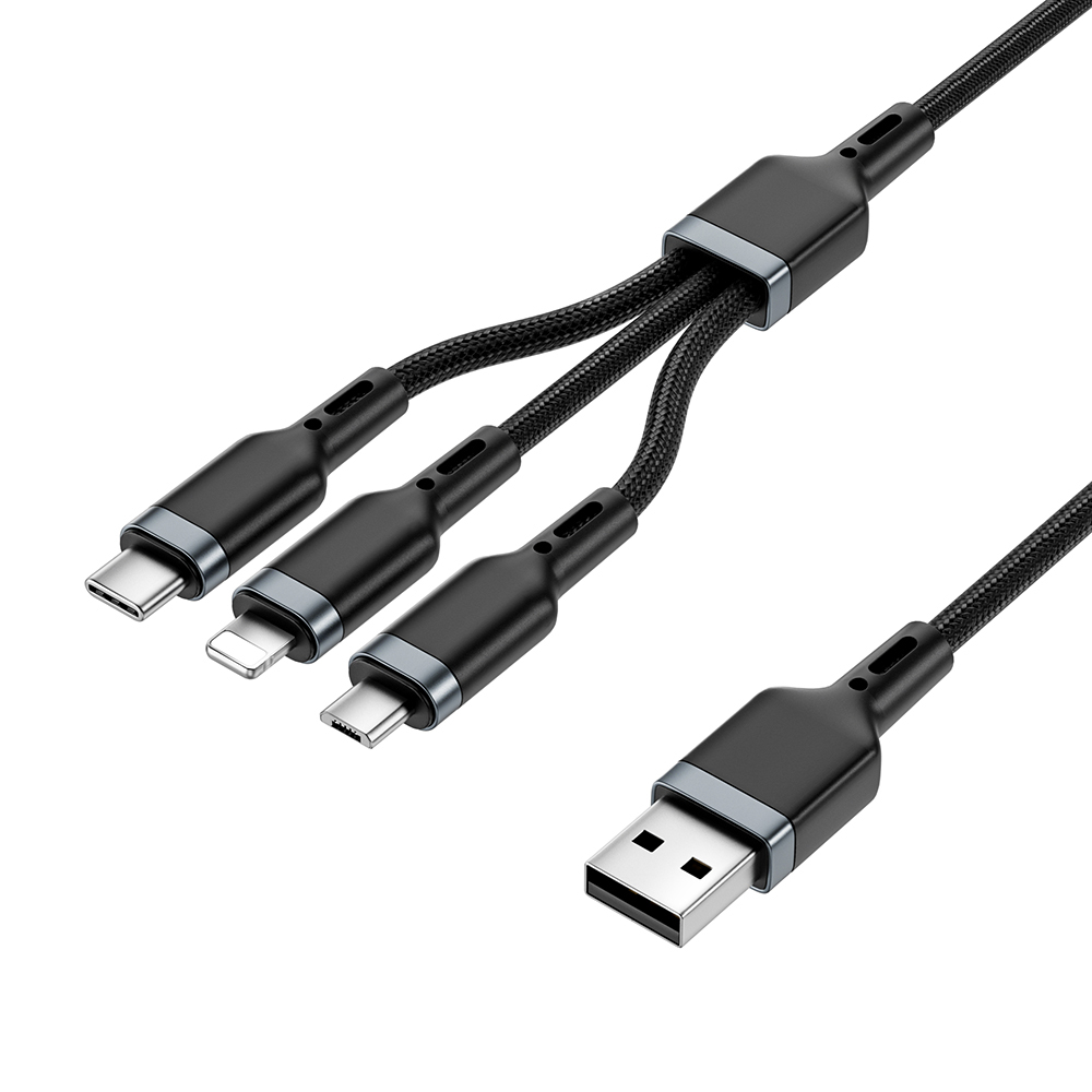 Wiwu Wi-C014 Platinum Serisi 3in1 USB-A to Lightning – Type-C – Micro Şarj ve Data Kablosu 3.1A 1.2m - 2