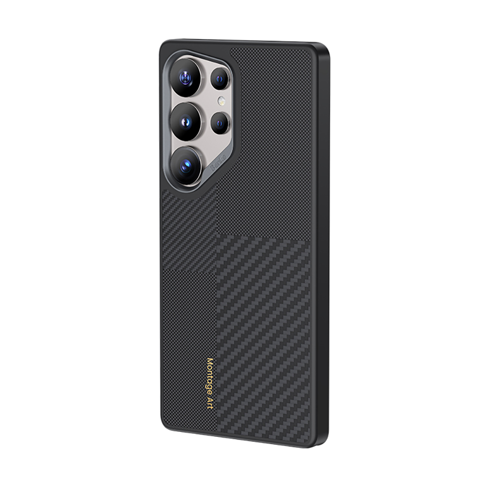 Samsung Galaxy S25 Uyumlu Ultra Kılıf Magsafe Şarj Özellikli Karbon Fiber Benks Montage Hybrid ArmorPro Kevlar Kapak - 1
