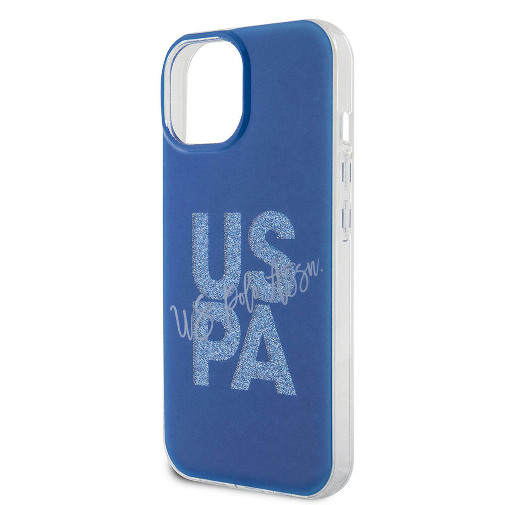 Apple iPhone 15 Uyumlu Kılıf U.S. Polo Assn. Orjinal Lisanslı Simli Parlak Alfabe Tasarım Kapak - 19