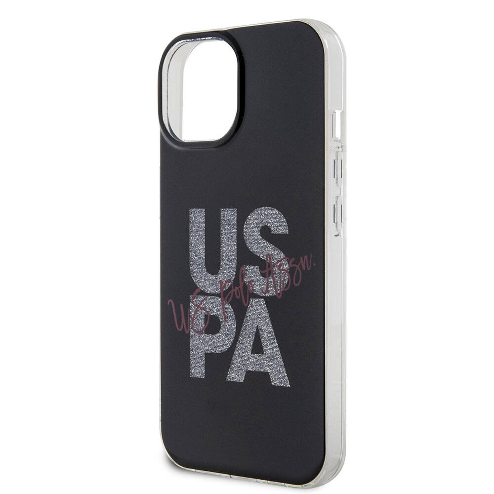Apple iPhone 15 Uyumlu Kılıf U.S. Polo Assn. Orjinal Lisanslı Simli Parlak Alfabe Tasarım Kapak - 26