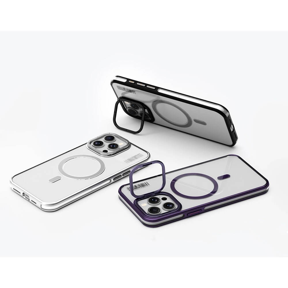 Apple iPhone 15 Pro Max Uyumlu Kılıf M-safe Şarj Özellikli Sararma Önleyici Youngkit Crystal Grid Kapak - 6