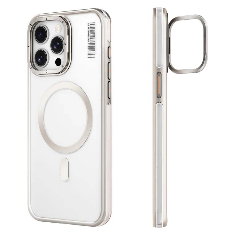 Apple iPhone 14 Pro Uyumlu Kılıf M-safe Şarj Özellikli Sararma Önleyici Youngkit Crystal Grid Kapak - 3