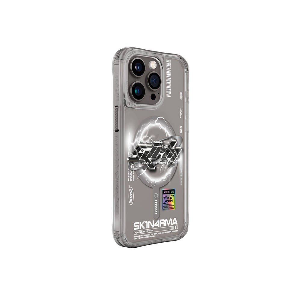 Apple iPhone 15 Pro Max Uyumlu Kılıf M-safe Şarj Özellikli Yazı Desenli SkinArma Bolt Kapak - 3