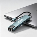 Go Des GD-9230 Type-C Bağlantılı 8in1 USB3.0 + PD + Hdmi 4K Ultra HD + RJ45 + SD/TF Bağlantılı Hub Adaptör - 2