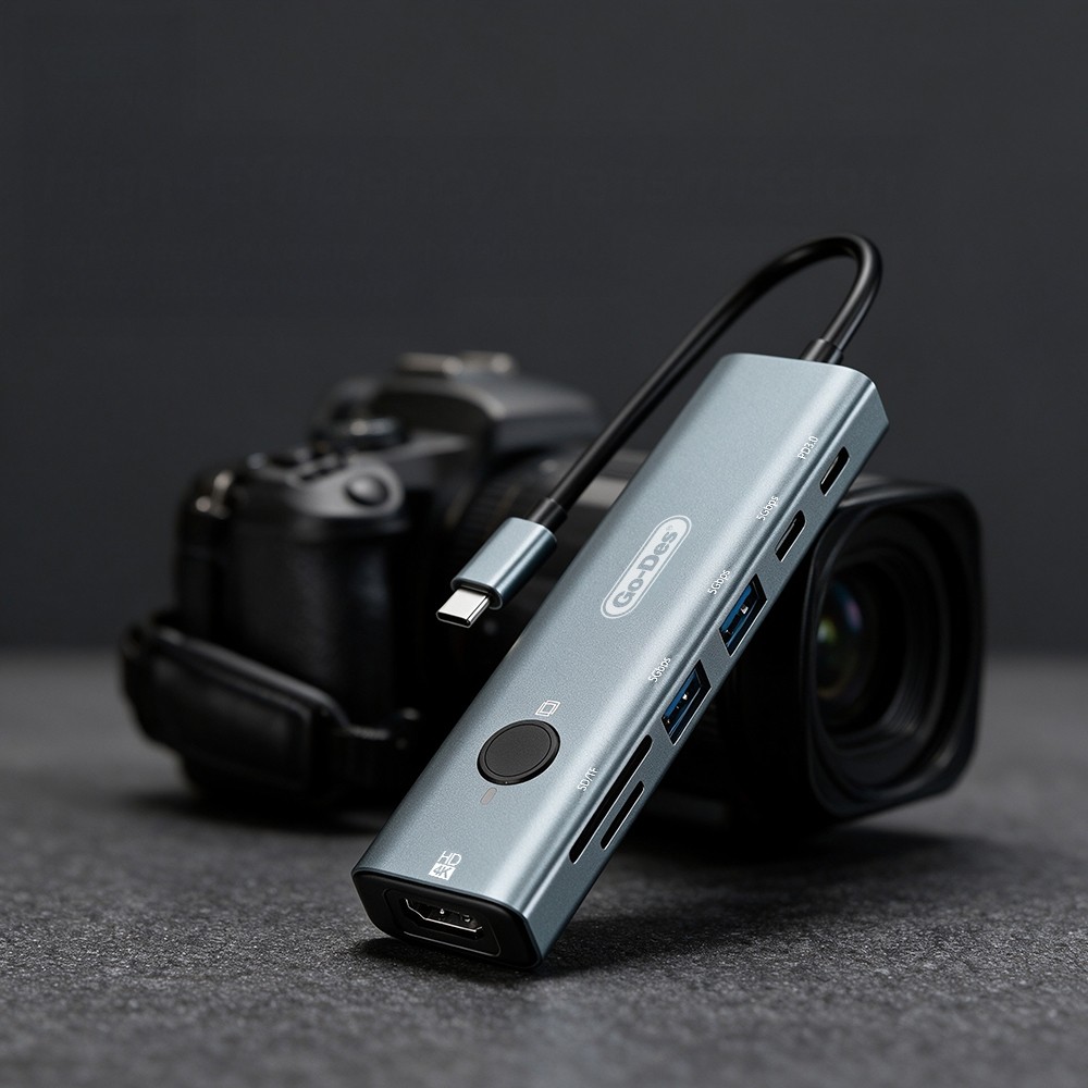 Go Des GD-6910 Type-C Bağlantılı 7in1 Hub Adaptör USB 5gbps/Hdmi/PD 3.0/3.5mm/4K Ultra HD - 4
