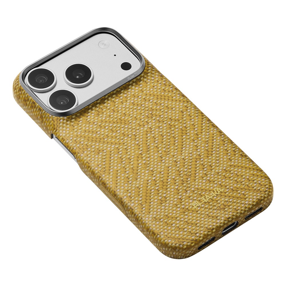 Apple iPhone 18 Pro Max Kılıf M-safe Şarj Özellikli Aramid Karbon Fiber Pitaka Wind Over Wheat Serisi Kapak - 4