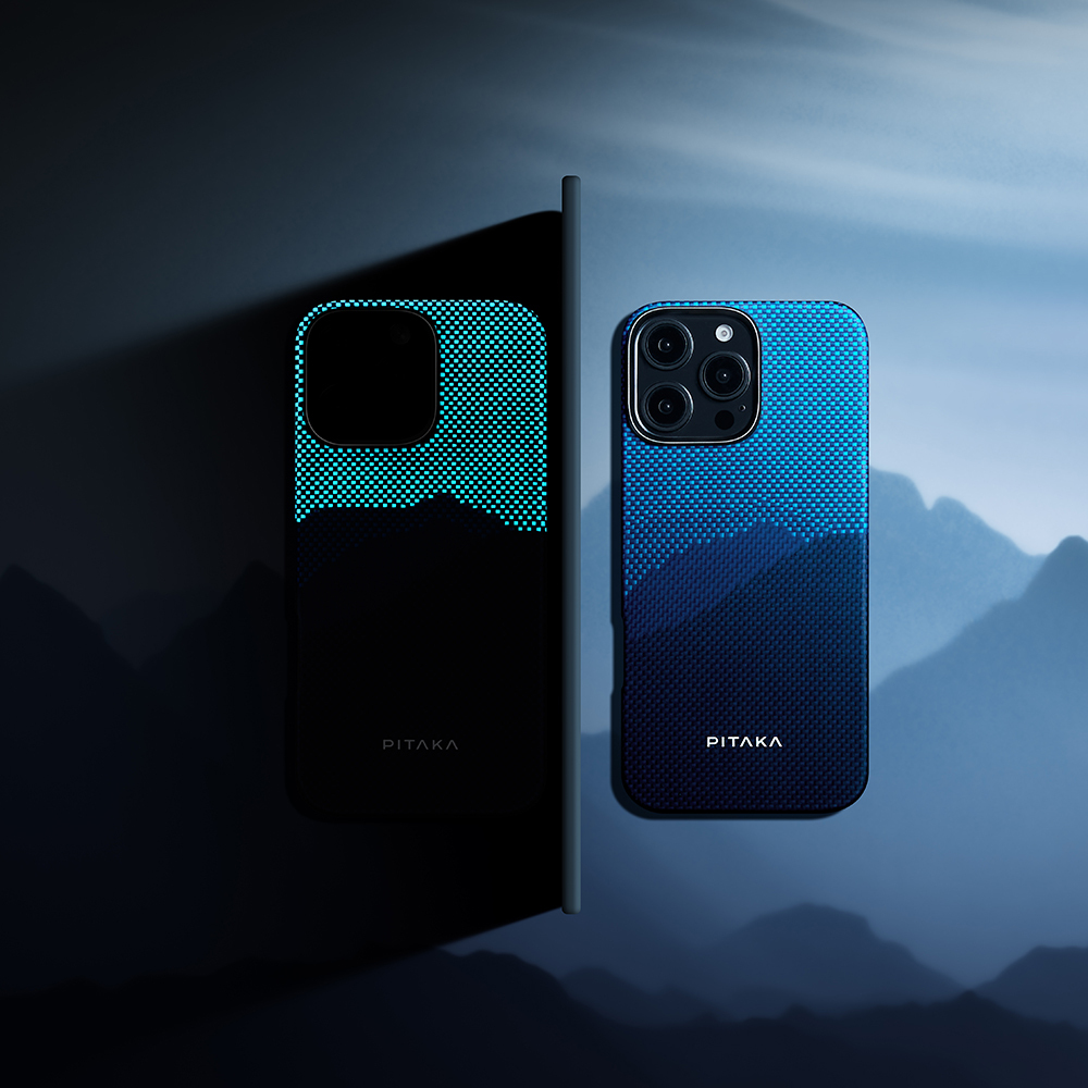 Apple iPhone 16 Pro Uyumlu Kılıf Magsafe Şarj Özellikli Lumintex Teknolojili Fosforlu Özellikli Aramid Fiber Pitaka Tactile Woven Starpeak Serisi Over The Horizon Kapak - 4