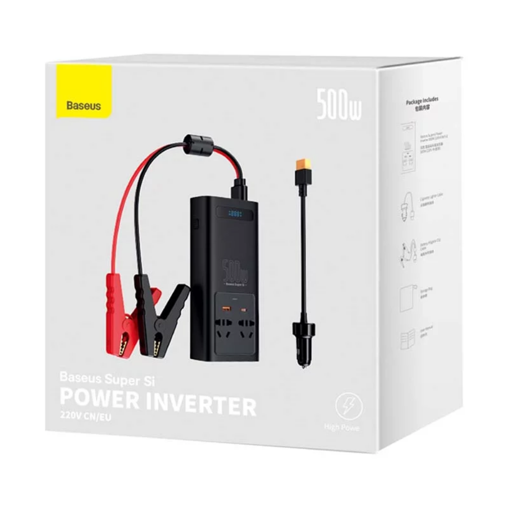 Baseus Super Si Power 500W İnverter Ac 220W Araç İçi Çakmaklık ve Aküden Çevirici Dönüştürücü
