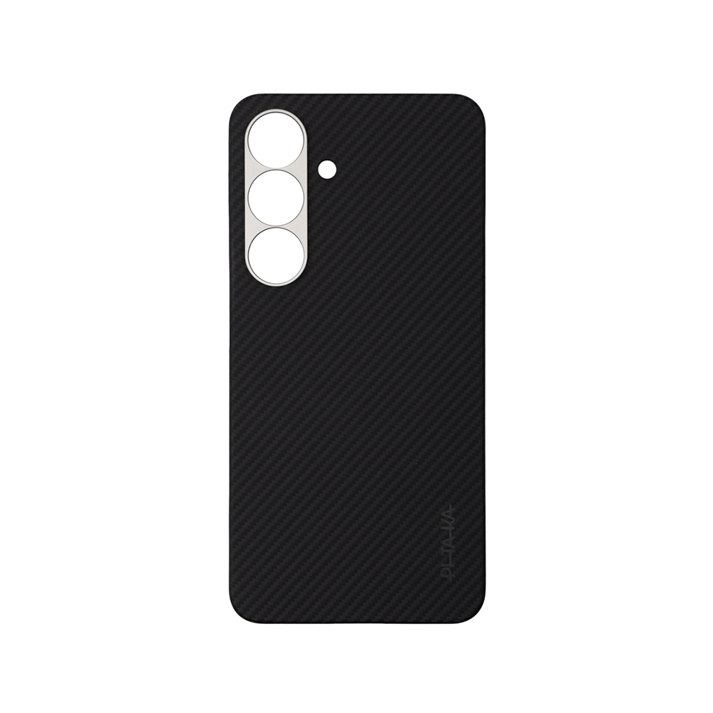 Samsung Galaxy S25 Uyumlu Kılıf Magsafe Şarj Özellikli 600D Aramid Fiber Pitaka Ultra-Slim Classic Serisi Black-Grey Twill Kapak - 1