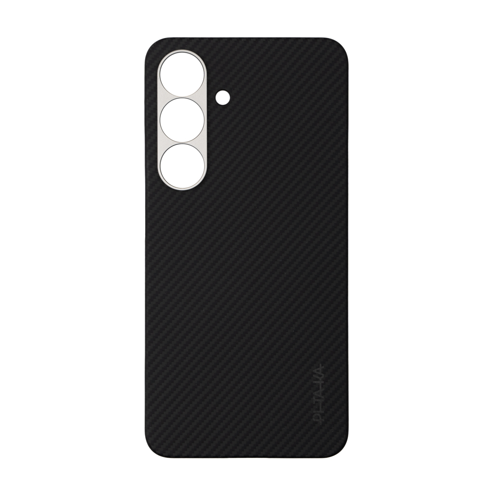 Samsung Galaxy S25 Uyumlu Plus Kılıf Magsafe Şarj Özellikli 600D Aramid Fiber Pitaka Ultra-Slim Classic Serisi Black-Grey Twill Kapak - 1