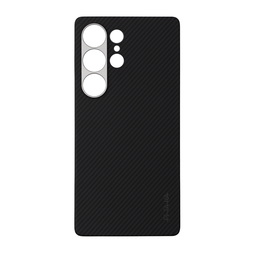 Samsung Galaxy S25 Uyumlu Ultra Kılıf Magsafe Şarj Özellikli 600D Aramid Fiber Pitaka Ultra-Slim Classic Serisi Black-Grey Twill Kapak - 1