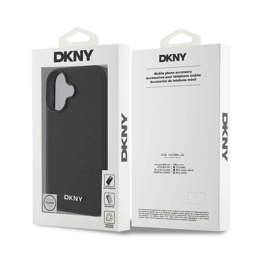 Apple iPhone 16 Plus Uyumlu Kılıf DKNY Orjinal Lisanslı Magsafe Şarj Özellikli Metal Logolu PU Deri Grained Kapak - 7
