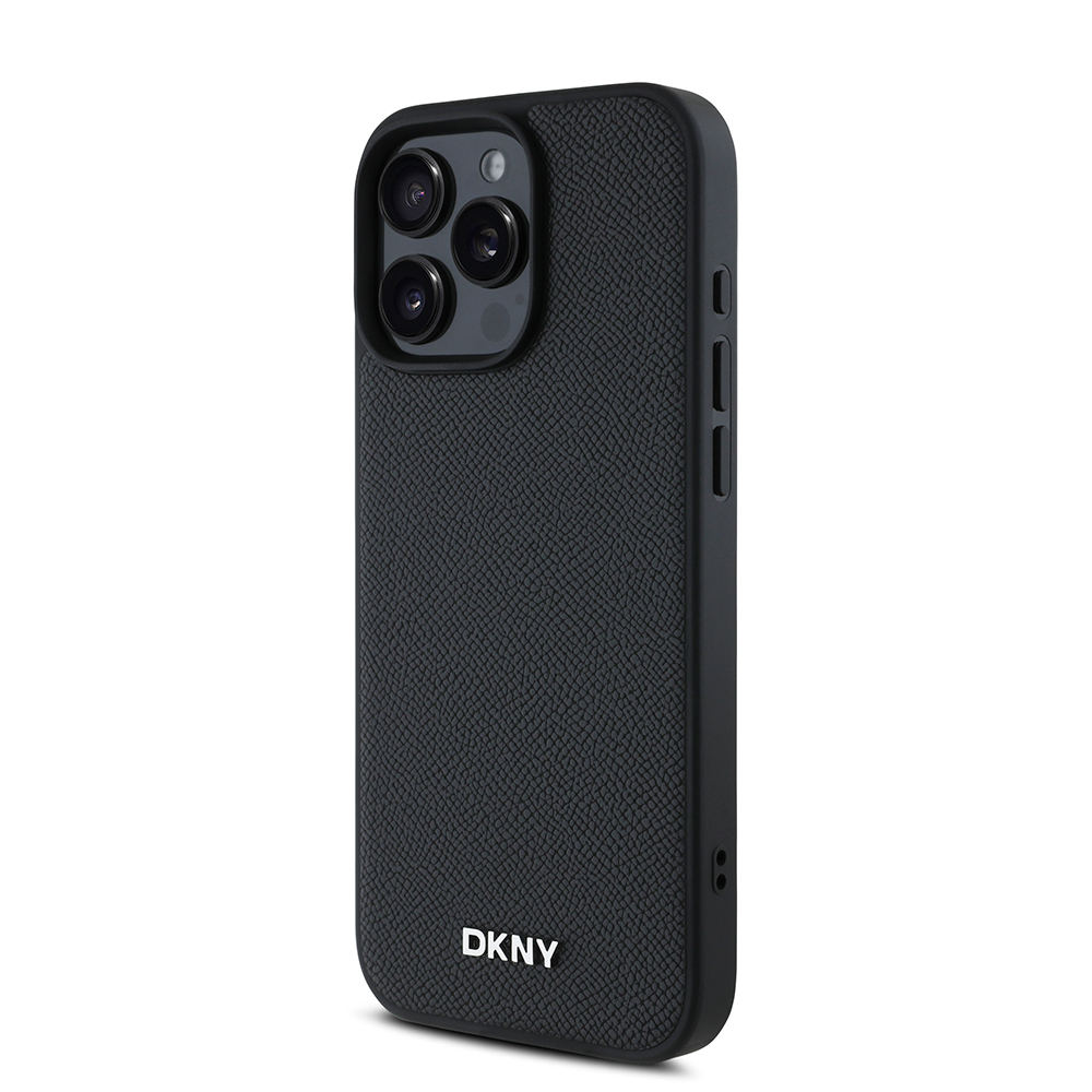Apple iPhone 16 Pro Uyumlu Kılıf DKNY Orjinal Lisanslı Magsafe Şarj Özellikli Metal Logolu PU Deri Grained Kapak - 1