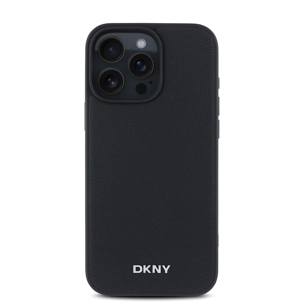 Apple iPhone 16 Pro Uyumlu Kılıf DKNY Orjinal Lisanslı Magsafe Şarj Özellikli Metal Logolu PU Deri Grained Kapak - 2