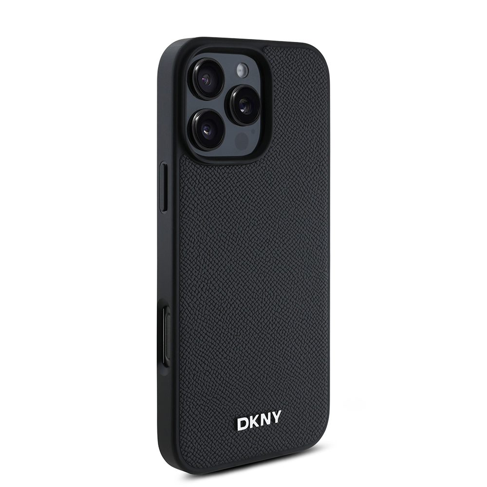 Apple iPhone 16 Pro Uyumlu Kılıf DKNY Orjinal Lisanslı Magsafe Şarj Özellikli Metal Logolu PU Deri Grained Kapak - 3
