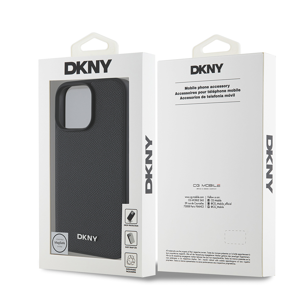 Apple iPhone 16 Pro Uyumlu Kılıf DKNY Orjinal Lisanslı Magsafe Şarj Özellikli Metal Logolu PU Deri Grained Kapak - 7