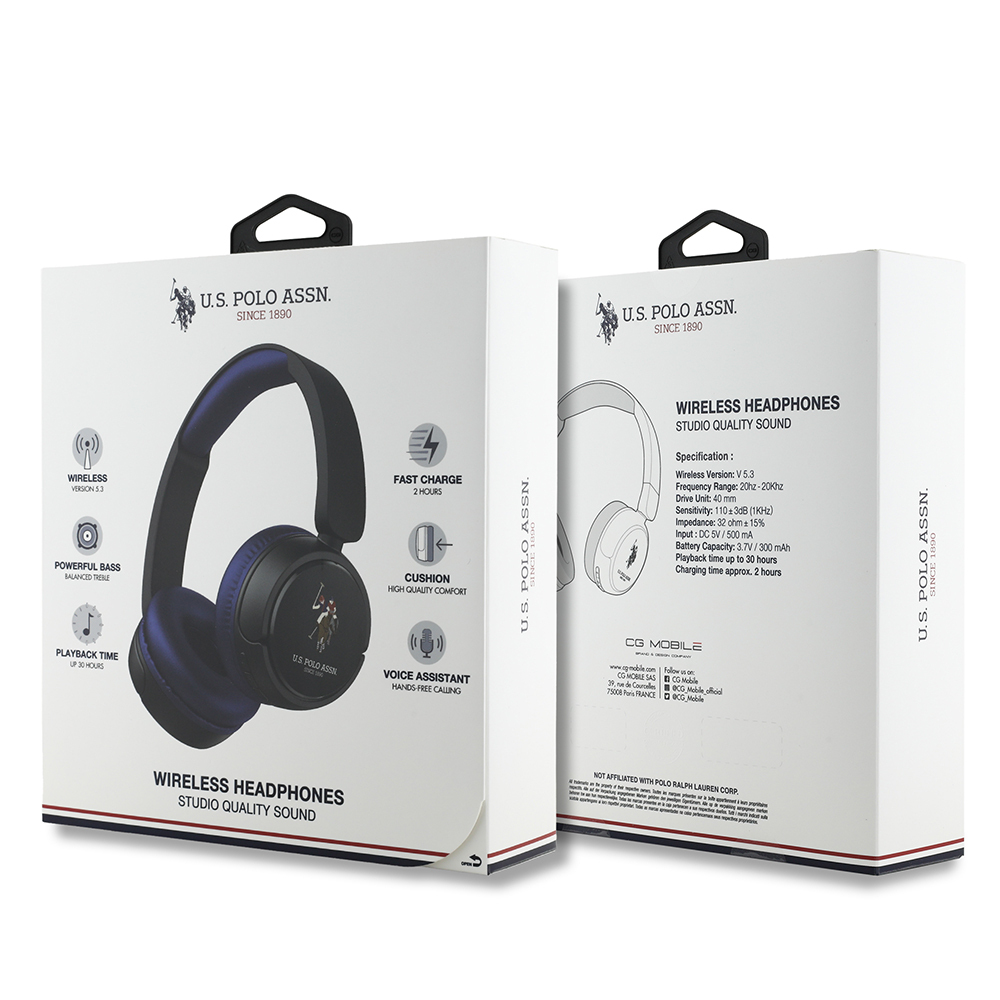 U.S Polo Assn. Ordinal Lisanslı Katlanabilir Ayarlanabilir Baskı Logolu Kulak Üstü Bluetooth Kulaklık v5.3 - 3