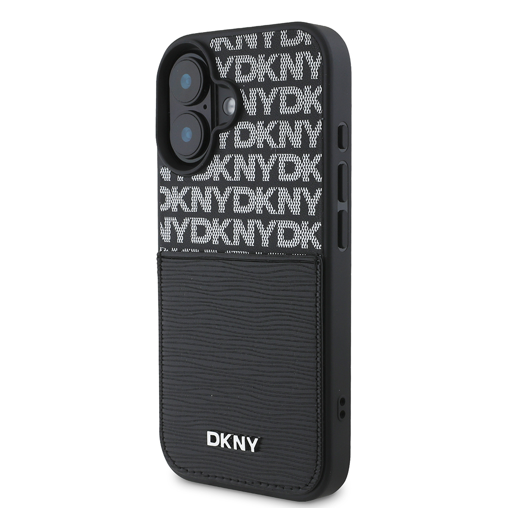 Apple iPhone 16 Uyumlu Kılıf DKNY Orjinal Lisanslı Kartlıklı 3D Yazılı Repeat Texture Pattern Kapak - 1